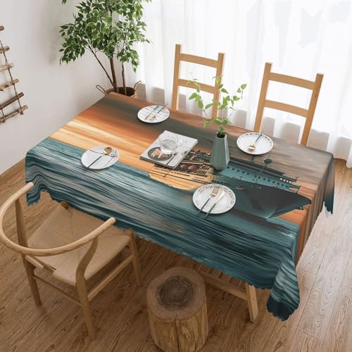 Csgjmygs Tischdecke mit Kreuzfahrtschiff-Druck, auslaufsicher, wasserfest, dekorative Stoff-Tischdecke für Zuhause, Küche, Innen- und Außenbereich, Esstisch, 137 x 183 cm Csgjmygs Tischdecke mit Kreuzfahrtschiff-Druck, auslaufsicher, wasserfest, dekorative Stoff-Tischdecke für Zuhause, Küche, Innen- und Außenbereich, Esstisch, 137 x 183 cm von CSGJMYGS