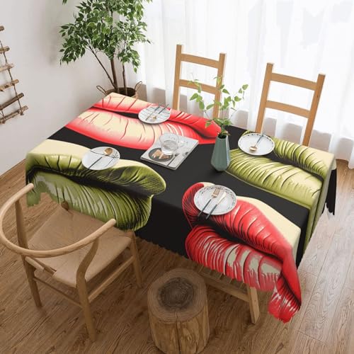 Csgjmygs Tischdecke mit Lips Love-Aufdruck, auslaufsicher, wasserfest, dekorative Stoff-Tischdecke für Zuhause, Küche, Innen- und Außenbereich, Esstisch, 137 x 183 cm Csgjmygs Tischdecke mit Lips Love-Aufdruck, auslaufsicher, wasserfest, dekorative Stoff-Tischdecke für Zuhause, Küche, Innen- und Außenbereich, Esstisch, 137 x 183 cm von CSGJMYGS