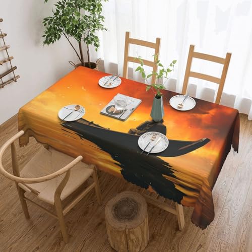 Csgjmygs Tischdecke mit Mann und Boot, auslaufsicher, wasserfest, dekorative Stoff-Tischdecke für Zuhause, Küche, Innen- und Außenbereich, Esstisch, 137 x 183 cm Csgjmygs Tischdecke mit Mann und Boot, auslaufsicher, wasserfest, dekorative Stoff-Tischdecke für Zuhause, Küche, Innen- und Außenbereich, Esstisch, 137 x 183 cm von CSGJMYGS