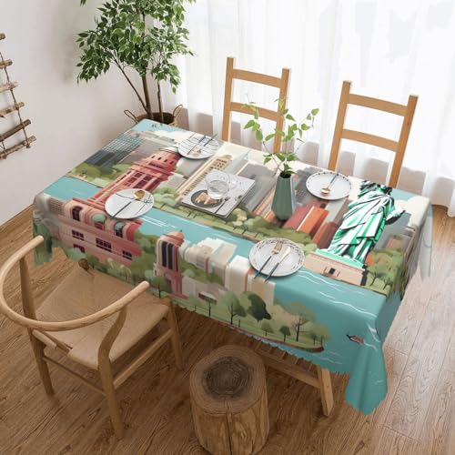 Csgjmygs Tischdecke mit New Yorker Karten-Illustrationsdruck, auslaufsicher, wasserfest, dekorative Stoff-Tischdecke für Zuhause, Küche, Innen- und Außenbereich, Esstisch, 137 x 183 cm Csgjmygs Tischdecke mit New Yorker Karten-Illustrationsdruck, auslaufsicher, wasserfest, dekorative Stoff-Tischdecke für Zuhause, Küche, Innen- und Außenbereich, Esstisch, 137 x 183 cm von CSGJMYGS