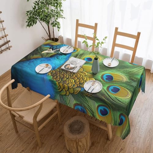Csgjmygs Tischdecke mit Pfauenfeder-Druck, auslaufsicher, Wasser-Tischdecke, dekorativer Stoff, Tischdecke für Zuhause, Küche, Innen- und Außenbereich, Esstisch, 137 x 183 cm Csgjmygs Tischdecke mit Pfauenfeder-Druck, auslaufsicher, Wasser-Tischdecke, dekorativer Stoff, Tischdecke für Zuhause, Küche, Innen- und Außenbereich, Esstisch, 137 x 183 cm von CSGJMYGS