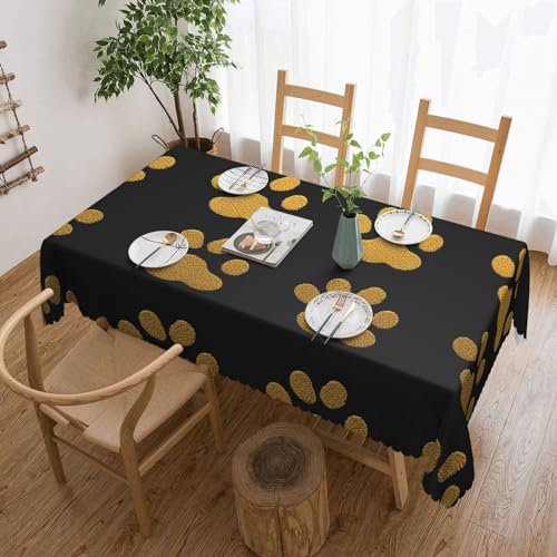 Csgjmygs Tischdecke mit Pfotenabdruck, auslaufsicher, dekorative Stoff-Tischdecke für Zuhause, Küche, Innen- und Außenbereich, Esstisch, 137 x 183 cm, goldfarben Csgjmygs Tischdecke mit Pfotenabdruck, auslaufsicher, dekorative Stoff-Tischdecke für Zuhause, Küche, Innen- und Außenbereich, Esstisch, 137 x 183 cm, goldfarben von CSGJMYGS
