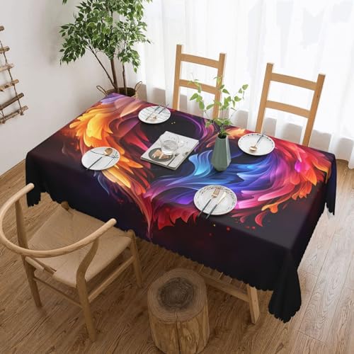 Csgjmygs Tischdecke mit Regenbogen-Herz-Druck, auslaufsicher, Wasser-Tischdecke, dekorativer Stoff, Tischdecke für Zuhause, Küche, Innen- und Außenbereich, Esstisch, 137 x 183 cm von CSGJMYGS
