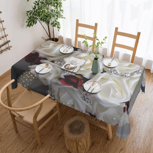 Csgjmygs Tischdecke mit Rosen-Blumendruck, auslaufsicher, wasserfest, dekorative Stoff-Tischdecke für Zuhause, Küche, Innen- und Außenbereich, Esstisch, 137 x 183 cm Csgjmygs Tischdecke mit Rosen-Blumendruck, auslaufsicher, wasserfest, dekorative Stoff-Tischdecke für Zuhause, Küche, Innen- und Außenbereich, Esstisch, 137 x 183 cm von CSGJMYGS