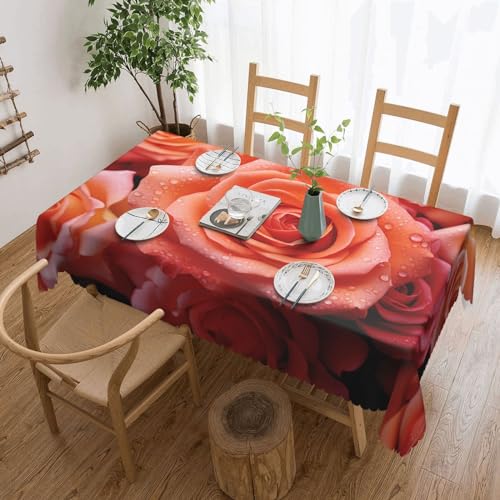 Csgjmygs Tischdecke mit Rosenmuster, auslaufsicher, dekorative Stoff-Tischdecke für Zuhause, Küche, Innen- und Außenbereich, Esstisch, 137 x 183 cm, Orange / Rosa Csgjmygs Tischdecke mit Rosenmuster, auslaufsicher, dekorative Stoff-Tischdecke für Zuhause, Küche, Innen- und Außenbereich, Esstisch, 137 x 183 cm, Orange / Rosa von CSGJMYGS