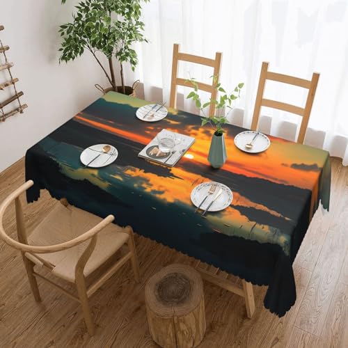 Csgjmygs Tischdecke mit Sonnenuntergangs-Aufdruck, auslaufsicher, wasserfest, dekorative Stoff-Tischdecke für Zuhause, Küche, Innen- und Außenbereich, Esstisch, 137 x 183 cm Csgjmygs Tischdecke mit Sonnenuntergangs-Aufdruck, auslaufsicher, wasserfest, dekorative Stoff-Tischdecke für Zuhause, Küche, Innen- und Außenbereich, Esstisch, 137 x 183 cm von CSGJMYGS