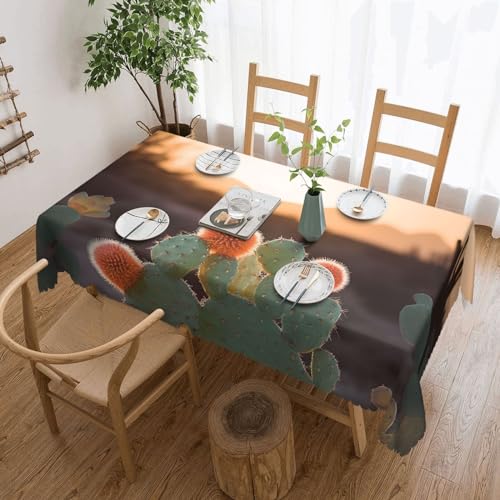 Csgjmygs Tischdecke mit Sonnenuntergangskaktus-Druck, auslaufsicher, wasserfest, dekorative Stoff-Tischdecke für Zuhause, Küche, Innen- und Außenbereich, Esstisch, 137 x 183 cm von CSGJMYGS