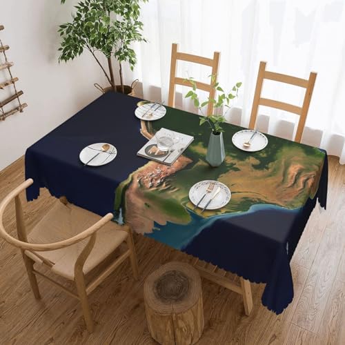 Csgjmygs Tischdecke mit Südamerika-Satellitenbild-Druck, auslaufsicher, wasserfest, dekorative Stoff-Tischdecke für Zuhause, Küche, Innen- und Außenbereich, Esstisch, 137 x 183 cm Csgjmygs Tischdecke mit Südamerika-Satellitenbild-Druck, auslaufsicher, wasserfest, dekorative Stoff-Tischdecke für Zuhause, Küche, Innen- und Außenbereich, Esstisch, 137 x 183 cm von CSGJMYGS