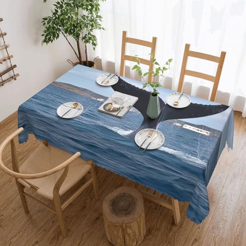 Csgjmygs Tischdecke mit Walschwanz-Druck, auslaufsicher, wasserfest, dekorative Stoff-Tischdecke für Zuhause, Küche, Innen- und Außenbereich, Esstisch, 137 x 183 cm Csgjmygs Tischdecke mit Walschwanz-Druck, auslaufsicher, wasserfest, dekorative Stoff-Tischdecke für Zuhause, Küche, Innen- und Außenbereich, Esstisch, 137 x 183 cm von CSGJMYGS