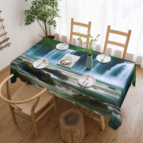 Csgjmygs Tischdecke mit Wasserfall-Landschaftsdruck, auslaufsicher, dekorative Stoff-Tischdecke für Zuhause, Küche, Innen- und Außenbereich, Esstisch, 137 x 183 cm von CSGJMYGS