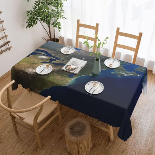 Csgjmygs Tischdecke mit Weltraummotiv "View from Space America on the Day", auslaufsicher, wasserfest, dekorative Stoff-Tischdecke für Zuhause, Küche, Innen- und Außenbereich, Esstisch, 137 x 183 cm Csgjmygs Tischdecke mit Weltraummotiv "View from Space America on the Day", auslaufsicher, wasserfest, dekorative Stoff-Tischdecke für Zuhause, Küche, Innen- und Außenbereich, Esstisch, 137 x 183 cm von CSGJMYGS