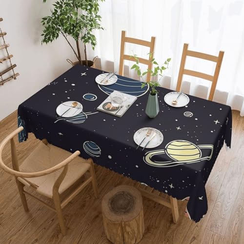 Csgjmygs Tischdecke mit Weltraumplaneten-Muster, auslaufsicher, wasserfest, dekorative Stoff-Tischdecke für Zuhause, Küche, Innen- und Außenbereich, Esstisch, 137 x 183 cm Csgjmygs Tischdecke mit Weltraumplaneten-Muster, auslaufsicher, wasserfest, dekorative Stoff-Tischdecke für Zuhause, Küche, Innen- und Außenbereich, Esstisch, 137 x 183 cm von CSGJMYGS