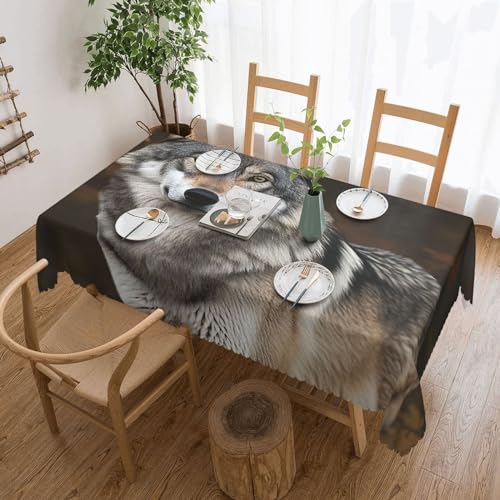 Csgjmygs Tischdecke mit Wild-Grau-Wolf-Druck, auslaufsicher, wasserfest, dekorative Stoff-Tischdecke für Zuhause, Küche, Innen- und Außenbereich, Esstisch, 137 x 183 cm von CSGJMYGS