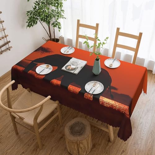 Csgjmygs Tischdecke mit afrikanischem Elefantenmotiv, auslaufsicher, wasserfest, dekorative Stoff-Tischdecke für Zuhause, Küche, Innen- und Außenbereich, Esstisch, 137 x 183 cm Csgjmygs Tischdecke mit afrikanischem Elefantenmotiv, auslaufsicher, wasserfest, dekorative Stoff-Tischdecke für Zuhause, Küche, Innen- und Außenbereich, Esstisch, 137 x 183 cm von CSGJMYGS