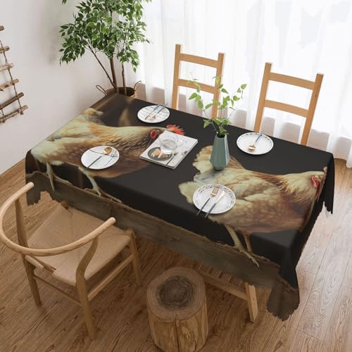 Csgjmygs Tischdecke mit drei Hühnern, auslaufsicher, wasserfest, dekorative Stoff-Tischdecke für Zuhause, Küche, Innen- und Außenbereich, Esstisch, 137 x 183 cm Csgjmygs Tischdecke mit drei Hühnern, auslaufsicher, wasserfest, dekorative Stoff-Tischdecke für Zuhause, Küche, Innen- und Außenbereich, Esstisch, 137 x 183 cm von CSGJMYGS