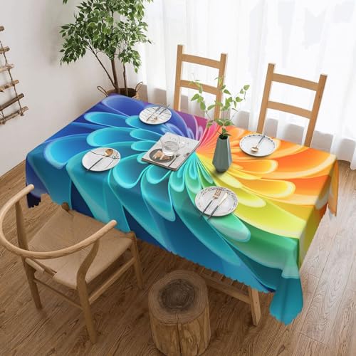 Csgjmygs Tischdecke mit dynamischem Regenbogendruck, auslaufsicher, wasserfest, dekorativer Stoff, Tischdecke für Zuhause, Küche, Innen- und Außenbereich, Esstisch, 137 x 183 cm Csgjmygs Tischdecke mit dynamischem Regenbogendruck, auslaufsicher, wasserfest, dekorativer Stoff, Tischdecke für Zuhause, Küche, Innen- und Außenbereich, Esstisch, 137 x 183 cm von CSGJMYGS