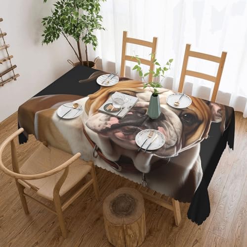 Csgjmygs Tischdecke mit englischem Bulldoggen-Druck, auslaufsicher, wasserfest, dekorative Stoff-Tischdecke für Zuhause, Küche, Innen- und Außenbereich, Esstisch, 137 x 183 cm Csgjmygs Tischdecke mit englischem Bulldoggen-Druck, auslaufsicher, wasserfest, dekorative Stoff-Tischdecke für Zuhause, Küche, Innen- und Außenbereich, Esstisch, 137 x 183 cm von CSGJMYGS