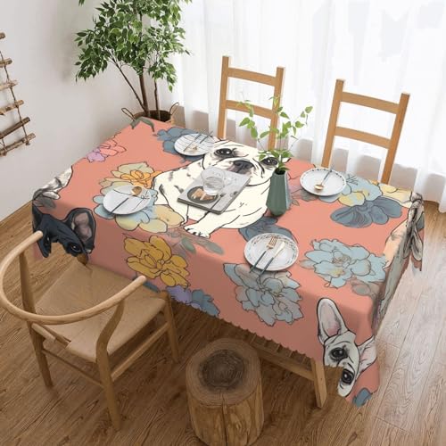 Csgjmygs Tischdecke mit französischer Bulldogge, auslaufsicher, wasserfest, dekorative Stoff-Tischdecke für Zuhause, Küche, Innen- und Außenbereich, Esstisch, 137 x 183 cm von CSGJMYGS