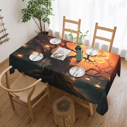 Csgjmygs Tischdecke mit geheimnisvollem Baum-Vogel-Druck, auslaufsicher, wasserfest, dekorative Stoff-Tischdecke für Zuhause, Küche, Innen- und Außenbereich, Esstisch, 137 x 183 cm Csgjmygs Tischdecke mit geheimnisvollem Baum-Vogel-Druck, auslaufsicher, wasserfest, dekorative Stoff-Tischdecke für Zuhause, Küche, Innen- und Außenbereich, Esstisch, 137 x 183 cm von CSGJMYGS