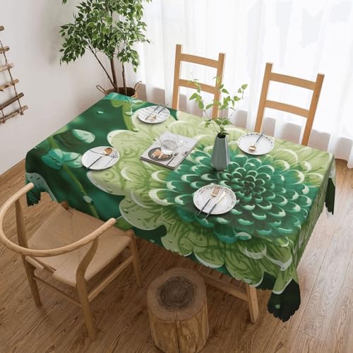 Csgjmygs Tischdecke mit grünem Blumendruck, auslaufsicher, wasserfest, dekorativer Stoff, Tischdecke für Zuhause, Küche, Innen- und Außenbereich, Esstisch, 137 x 183 cm Csgjmygs Tischdecke mit grünem Blumendruck, auslaufsicher, wasserfest, dekorativer Stoff, Tischdecke für Zuhause, Küche, Innen- und Außenbereich, Esstisch, 137 x 183 cm von CSGJMYGS