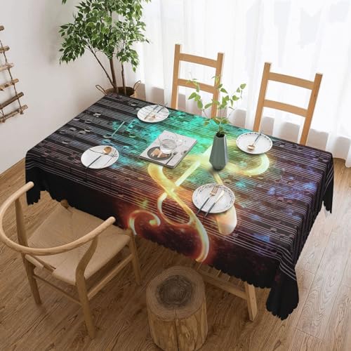 Csgjmygs Tischdecke mit leuchtendem Musiksymbol, auslaufsicher, wasserfest, dekorative Stoff-Tischdecke für Zuhause, Küche, Innen- und Außenbereich, Esstisch, 137 x 183 cm Csgjmygs Tischdecke mit leuchtendem Musiksymbol, auslaufsicher, wasserfest, dekorative Stoff-Tischdecke für Zuhause, Küche, Innen- und Außenbereich, Esstisch, 137 x 183 cm von CSGJMYGS