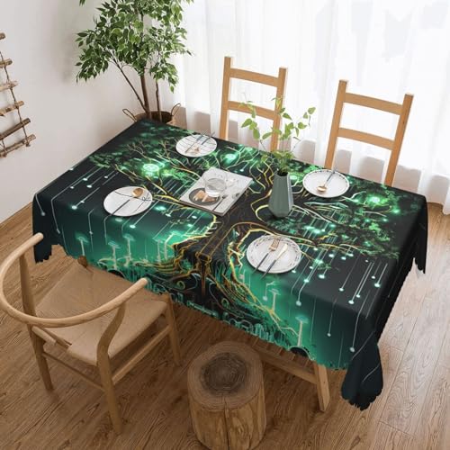 Csgjmygs Tischdecke mit magischem grünen Baumdruck, auslaufsicher, wasserfest, dekorative Stoff-Tischdecke für Zuhause, Küche, Innen- und Außenbereich, Esstisch, 137 x 183 cm Csgjmygs Tischdecke mit magischem grünen Baumdruck, auslaufsicher, wasserfest, dekorative Stoff-Tischdecke für Zuhause, Küche, Innen- und Außenbereich, Esstisch, 137 x 183 cm von CSGJMYGS