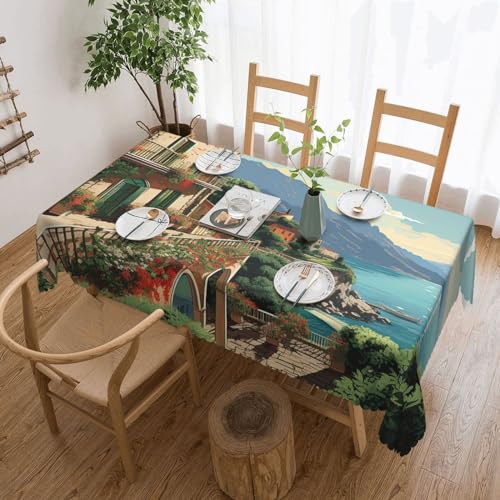 Csgjmygs Tischdecke mit mediterranem Sommerdruck, auslaufsicher, wasserfest, dekorative Stoff-Tischdecke für Zuhause, Küche, Innen- und Außenbereich, Esstisch, 137 x 183 cm Csgjmygs Tischdecke mit mediterranem Sommerdruck, auslaufsicher, wasserfest, dekorative Stoff-Tischdecke für Zuhause, Küche, Innen- und Außenbereich, Esstisch, 137 x 183 cm von CSGJMYGS