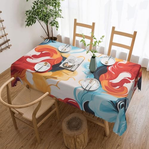 Csgjmygs Tischdecke mit mehrfarbigem Druck, auslaufsicher, wasserfest, dekorativer Stoff, Tischdecke für Zuhause, Küche, Innen- und Außenbereich, Esstisch, 137 x 183 cm Csgjmygs Tischdecke mit mehrfarbigem Druck, auslaufsicher, wasserfest, dekorativer Stoff, Tischdecke für Zuhause, Küche, Innen- und Außenbereich, Esstisch, 137 x 183 cm von CSGJMYGS