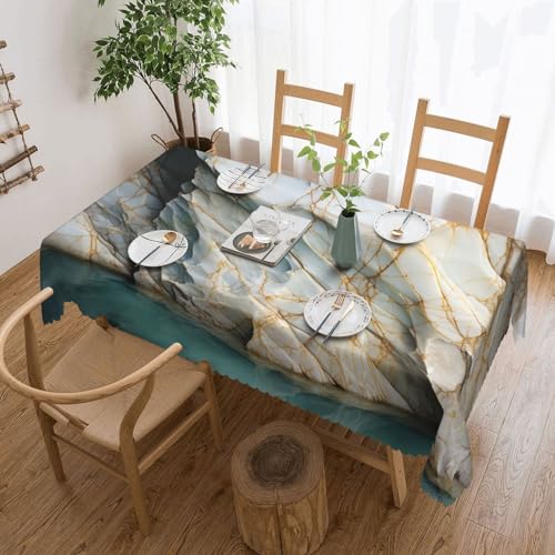 Csgjmygs Tischdecke mit natürlichem Marmordruck, auslaufsicher, wasserfest, dekorativer Stoff, Tischdecke für Zuhause, Küche, Innen- und Außenbereich, Esstisch, 137 x 183 cm von CSGJMYGS
