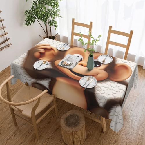 Csgjmygs Tischdecke mit niedlichem Affen-Druck, auslaufsicher, wasserfest, dekorative Stoff-Tischdecke für Zuhause, Küche, Innen- und Außenbereich, Esstisch, 137 x 183 cm Csgjmygs Tischdecke mit niedlichem Affen-Druck, auslaufsicher, wasserfest, dekorative Stoff-Tischdecke für Zuhause, Küche, Innen- und Außenbereich, Esstisch, 137 x 183 cm von CSGJMYGS