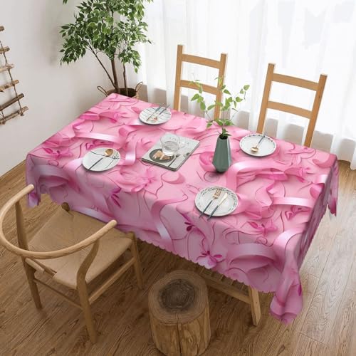 Csgjmygs Tischdecke mit rosa Schleifenmuster, auslaufsicher, wasserfest, dekorativer Stoff, Tischdecke für Zuhause, Küche, Innen- und Außenbereich, Esstisch, 137 x 183 cm Csgjmygs Tischdecke mit rosa Schleifenmuster, auslaufsicher, wasserfest, dekorativer Stoff, Tischdecke für Zuhause, Küche, Innen- und Außenbereich, Esstisch, 137 x 183 cm von CSGJMYGS