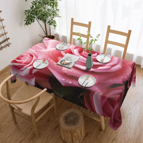 Csgjmygs Tischdecke mit rosafarbenem Rosenmuster, auslaufsicher, Wassertischdecke, dekorativer Stoff, Tischdecke für Zuhause, Küche, Innen- und Außenbereich, Esstisch, 137 x 183 cm Csgjmygs Tischdecke mit rosafarbenem Rosenmuster, auslaufsicher, Wassertischdecke, dekorativer Stoff, Tischdecke für Zuhause, Küche, Innen- und Außenbereich, Esstisch, 137 x 183 cm von CSGJMYGS