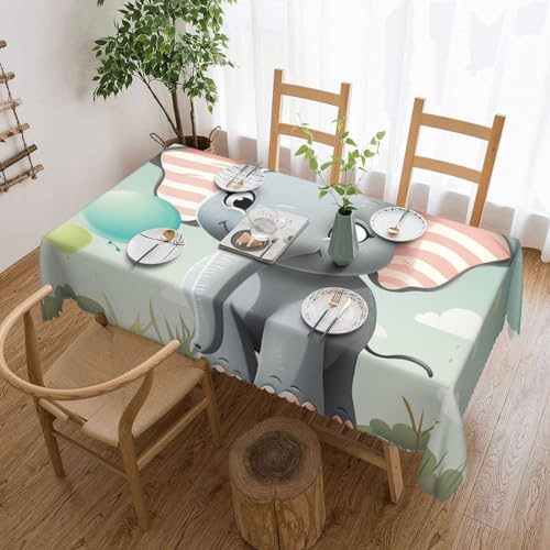 Csgjmygs Tischdecke mit schönem Elefantenmuster, auslaufsicher, wasserfest, dekorative Stoff-Tischdecke für Zuhause, Küche, Innen- und Außenbereich, Esstisch, 137 x 183 cm Csgjmygs Tischdecke mit schönem Elefantenmuster, auslaufsicher, wasserfest, dekorative Stoff-Tischdecke für Zuhause, Küche, Innen- und Außenbereich, Esstisch, 137 x 183 cm von CSGJMYGS