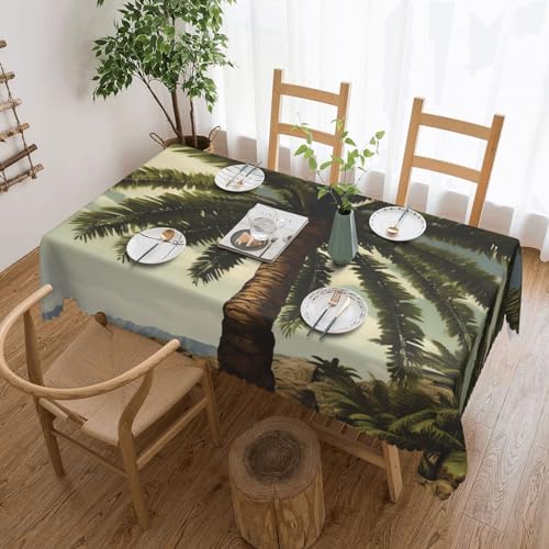 Csgjmygs Tischdecke mit tropischem Palmenmuster, auslaufsicher, wasserfest, dekorative Stoff-Tischdecke für Zuhause, Küche, Innen- und Außenbereich, Esstisch, 137 x 183 cm von CSGJMYGS