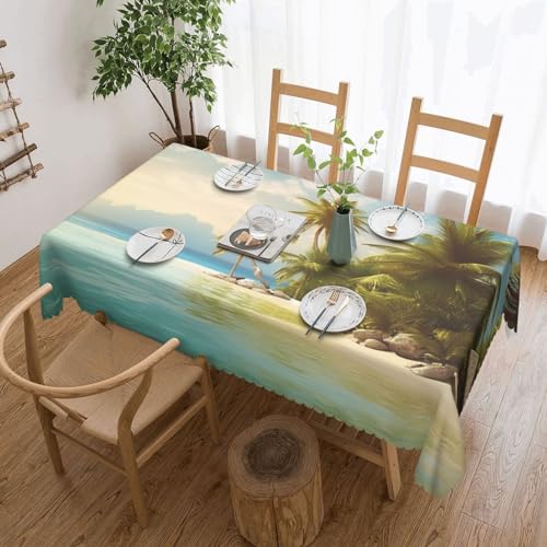Csgjmygs Tischdecke mit tropischem Stranddruck, auslaufsicher, wasserfest, dekorative Stoff-Tischdecke für Zuhause, Küche, Innen- und Außenbereich, Esstisch, 137 x 183 cm Csgjmygs Tischdecke mit tropischem Stranddruck, auslaufsicher, wasserfest, dekorative Stoff-Tischdecke für Zuhause, Küche, Innen- und Außenbereich, Esstisch, 137 x 183 cm von CSGJMYGS
