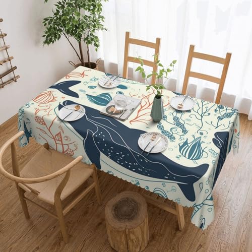 Csgjmygs Unterwasser-Tischdecke mit Wal-Druck, auslaufsicher, dekorative Stoff-Tischdecke für Zuhause, Küche, Innen- und Außenbereich, Esstisch, 137 x 183 cm Csgjmygs Unterwasser-Tischdecke mit Wal-Druck, auslaufsicher, dekorative Stoff-Tischdecke für Zuhause, Küche, Innen- und Außenbereich, Esstisch, 137 x 183 cm von CSGJMYGS