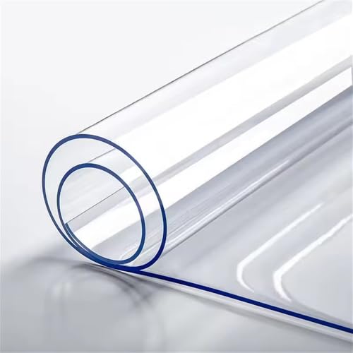 1,0 mm weiche Glastischdecke, transparente PVC-Tischdecke, wasserdicht, ölbeständig, für Küche und Esstisch, für rechteckige Tische, transparent 1,0 mm, 70 x 140 cm von CSHWXY