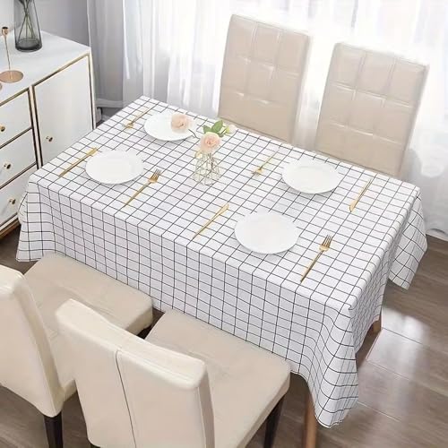 1 Stück einfache Tischdecke, kariert, Winddicht und ölbeständig, für Zuhause, Wohnzimmer, nordisches Kaffee-Tischset, waschbar, Anti-Fouling, Nicht waschbar, weiß, 1 Stück 1 Stück einfache Tischdecke, kariert, Winddicht und ölbeständig, für Zuhause, Wohnzimmer, nordisches Kaffee-Tischset, waschbar, Anti-Fouling, Nicht waschbar, weiß, 1 Stück von CSHWXY