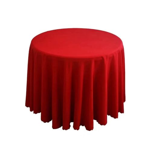 1 runde Tischdecke, kreisförmige Tischdecke aus Polyester, blaues Polyester-Tischtuch für Hotelbankett, Geburtstagsfeier, Tischdekoration, rot, Durchmesser 320 cm von CSHWXY