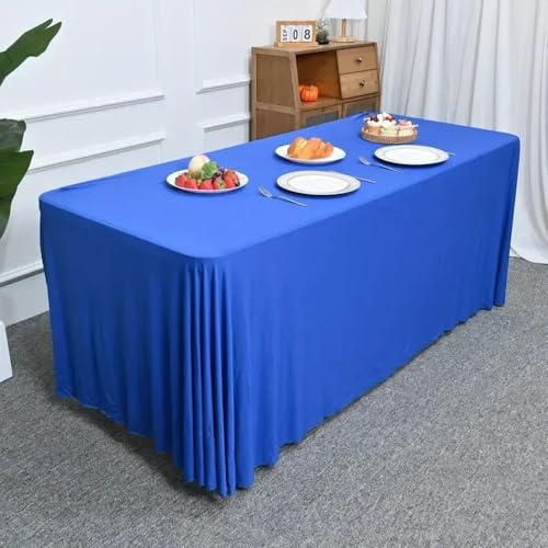 1 x rechteckige Tischdecke aus Polyester, weiß/schwarz, Tischrock, Party-, Hochzeits- und Eventdekoration, Blau, 1,8 m, 183 x 76 x 76 cm von CSHWXY