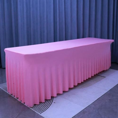 1 x rechteckige Tischdecke aus Polyester, weiß/schwarz, Tischrock, Party-, Hochzeits- und Eventdekoration, Rosa, 1,8 m, 183 x 76 x 76 cm von CSHWXY