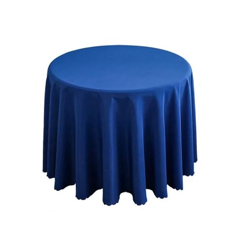 1 x runde Tischdecke, kreisförmige Polyester-Tischdecke, blaues Polyester-Tischtuch für Hotelbankett, Geburtstagsfeier, Tischdekoration, blau, Durchmesser 240 cm von CSHWXY