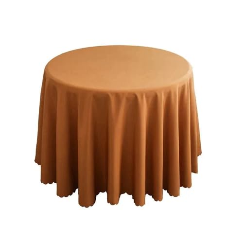 1 x runde Tischdecke, kreisförmige Polyester-Tischdecke, blaues Polyester-Tischtuch für Hotelbankette, Geburtstagsfeiern, Tischdekoration, Heller Kaffee, Durchmesser 320 cm von CSHWXY