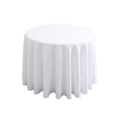 1 x runde Tischdecke, kreisförmige Tischdecke aus Polyester, blaues Polyester-Tischtuch für Hotelbankett, Geburtstagsfeier, Tischdekoration, Weiß, Durchmesser 240 cm von CSHWXY