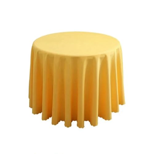 1 x runde Tischdecke, kreisförmige Tischdecke aus Polyester, blaues Polyester-Tischtuch für Hotelbankett, Geburtstagsfeier, Tischdekoration, gelb, Durchmesser 240 cm von CSHWXY