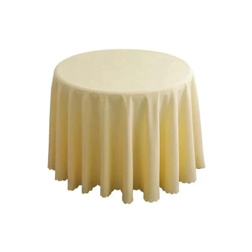 1 x runde Tischdecke, kreisförmige Tischdecke aus Polyester, blaues Polyester-Tischtuch für Hotelbankette, Geburtstagsfeiern, Tischdekoration, Beigegelb, Durchmesser 240 cm von CSHWXY