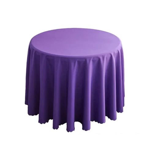 1 x runde Tischdecke, kreisförmige Tischdecke aus Polyester, blaues Polyester-Tischtuch für Hotelbankette, Geburtstagsfeiern, Tischdekoration, Dunkelviolett, Durchmesser 200 cm von CSHWXY