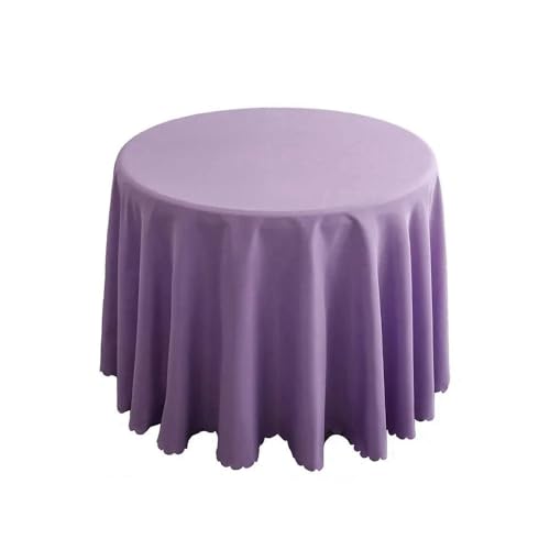 1 x runde Tischdecke, kreisförmige Tischdecke aus Polyester, blaues Polyester-Tischtuch für Hotelbankette, Geburtstagsfeiern, Tischdekoration, Hellviolett, Durchmesser 260 cm von CSHWXY