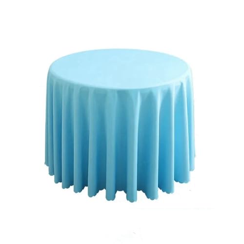 1 x runde Tischdecke, kreisförmige Tischdecke aus Polyester, blaues Polyester-Tischtuch für Hotelbankette, Geburtstagsfeiern, Tischdekoration, Seeblau, Durchmesser 220 cm von CSHWXY