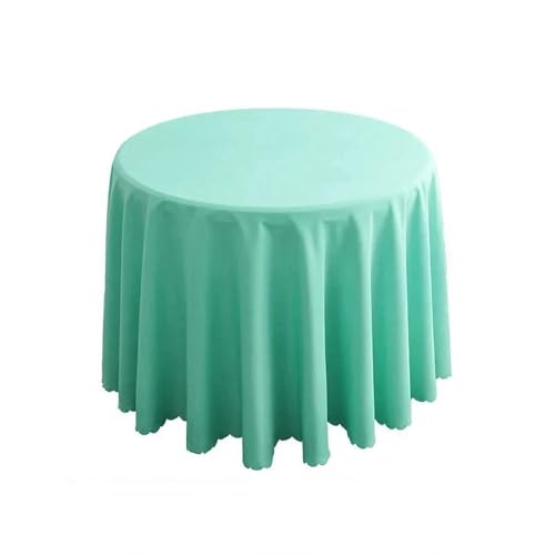 1 x runde Tischdecke, kreisförmige Tischdecke aus Polyester, blaues Polyester-Tischtuch für Hotelbankette, Geburtstagsfeiern, Tischdekoration, Seegrün, Durchmesser 240 cm von CSHWXY